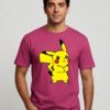 Camiseta Rosa Manga Curta Adulto Unissex Pokémon Pikachu mlc