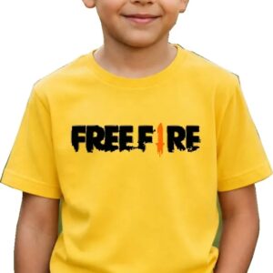 1 Camiseta Amarela Manga Curta Infantil Unissex Free Fire mlc