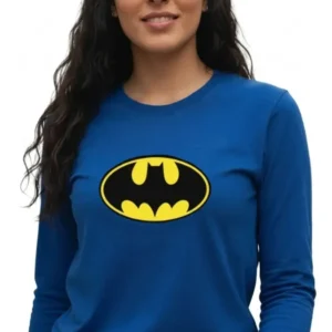 2 Camiseta Batman Baby Look Manga Longa ( Azul )