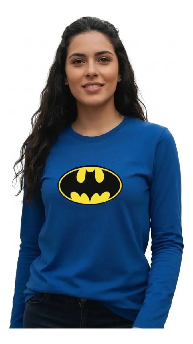 Camiseta Batman Baby Look Manga Longa (Amarela)