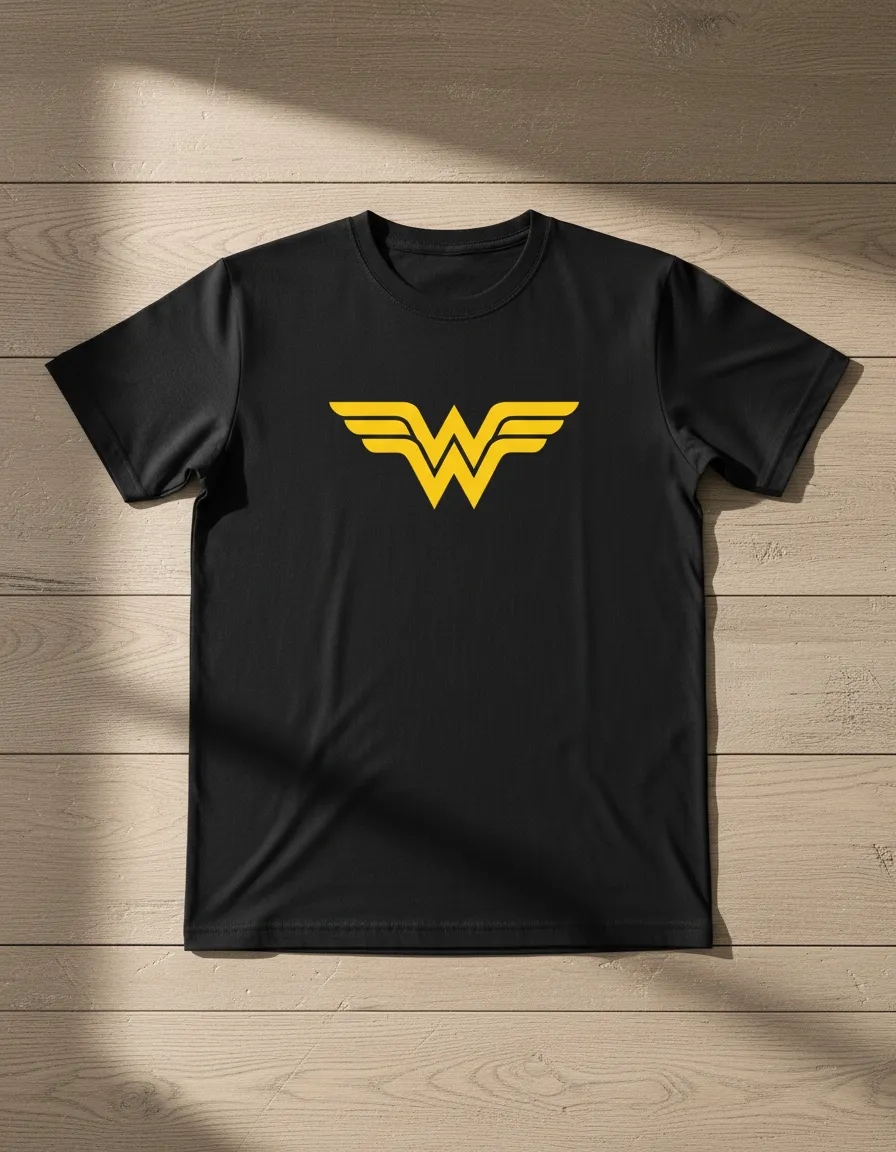 2 Camiseta Preta Infantil Unissex Mulher Maravilha mlc
