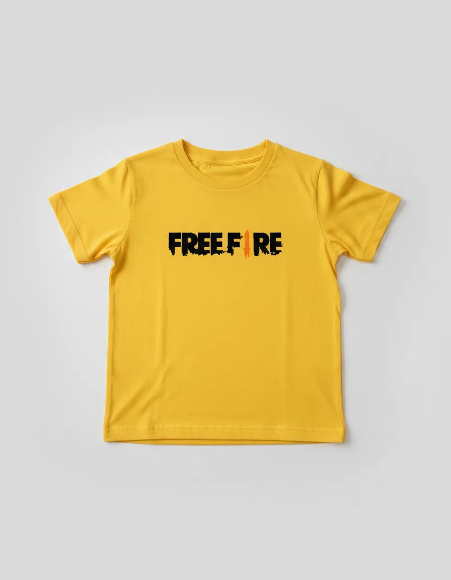 2 Camiseta Amarela Manga Curta Infantil Unissex Free Fire mlc