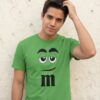 Camiseta Verde Manga Curta Adulto Masculino Unissex m&m Carinha mlc
