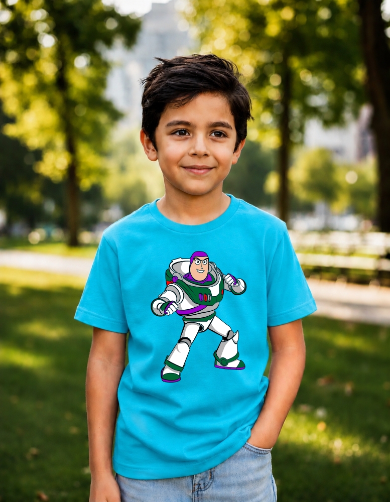 Camiseta Buzz Lightyear Toy Story Infantil ( Azul Turquesa )