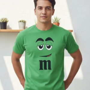 Camiseta Verde Manga Curta Adulto Masculino Unissex m&m Carinha mlc