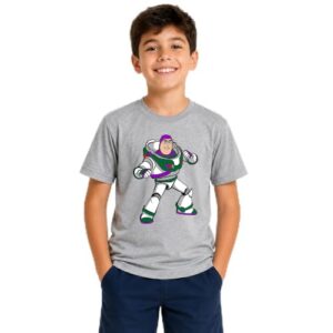 Camiseta Buzz Lightyear Toy Story Infantil ( Cinza )