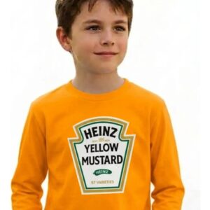 6 Camiseta Manga Longa Unissex Infantil Mostarda mlc