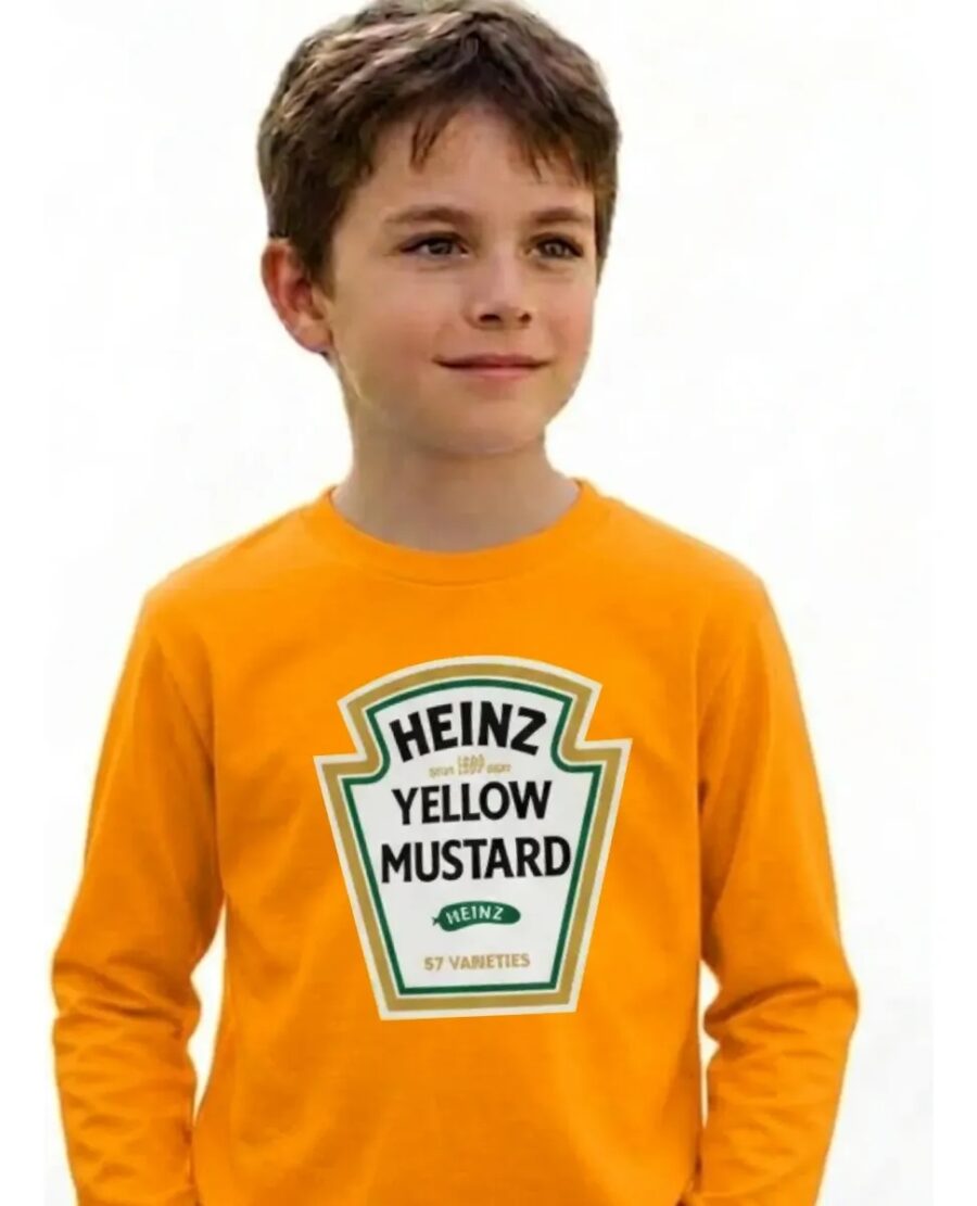 6 Camiseta Manga Longa Unissex Infantil Mostarda mlc
