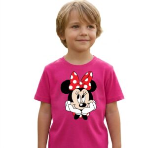 9 Camiseta Rosa Manga Curta Infantil Unissex Minnie Mouse mlc
