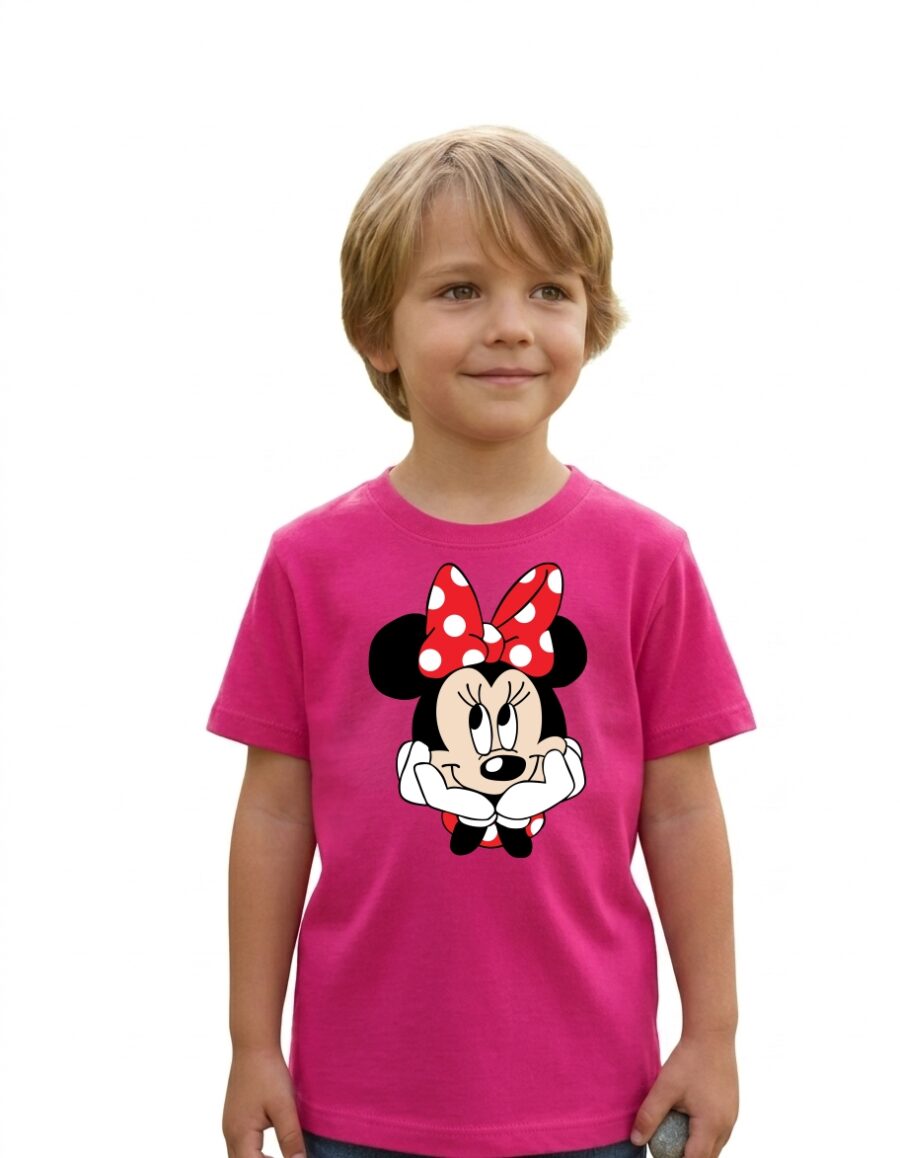 9 Camiseta Rosa Manga Curta Infantil Unissex Minnie Mouse mlc
