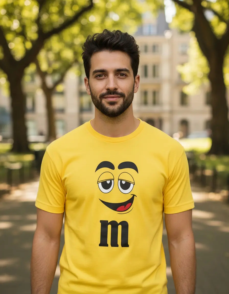 Camiseta Amarela Adulto Masculino M&m Carinha