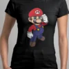 Camiseta Preta Feminina Baby Look Mario Bros Mod. 2 mlr