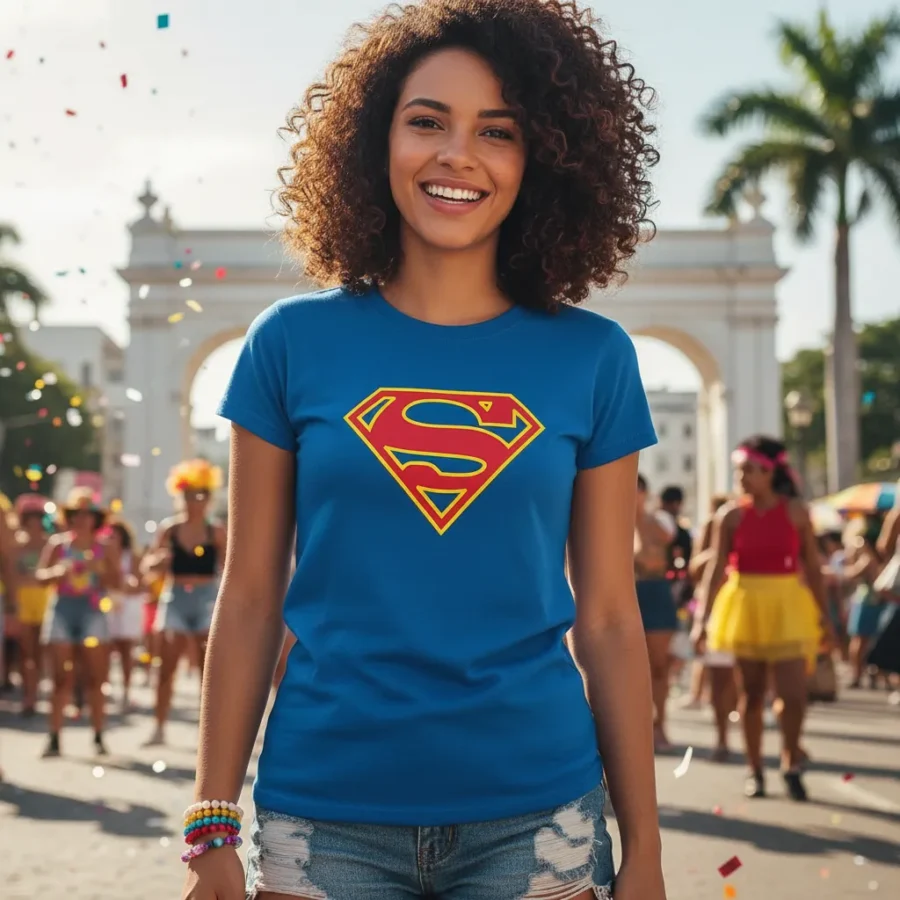D_NQ_NP_2X_603715-MLB109604573192_042026-F-camiseta-feminina-baby-look-supergirl-carnaval Camiseta Manga Curta Azul Baby Look Supergirl mlr