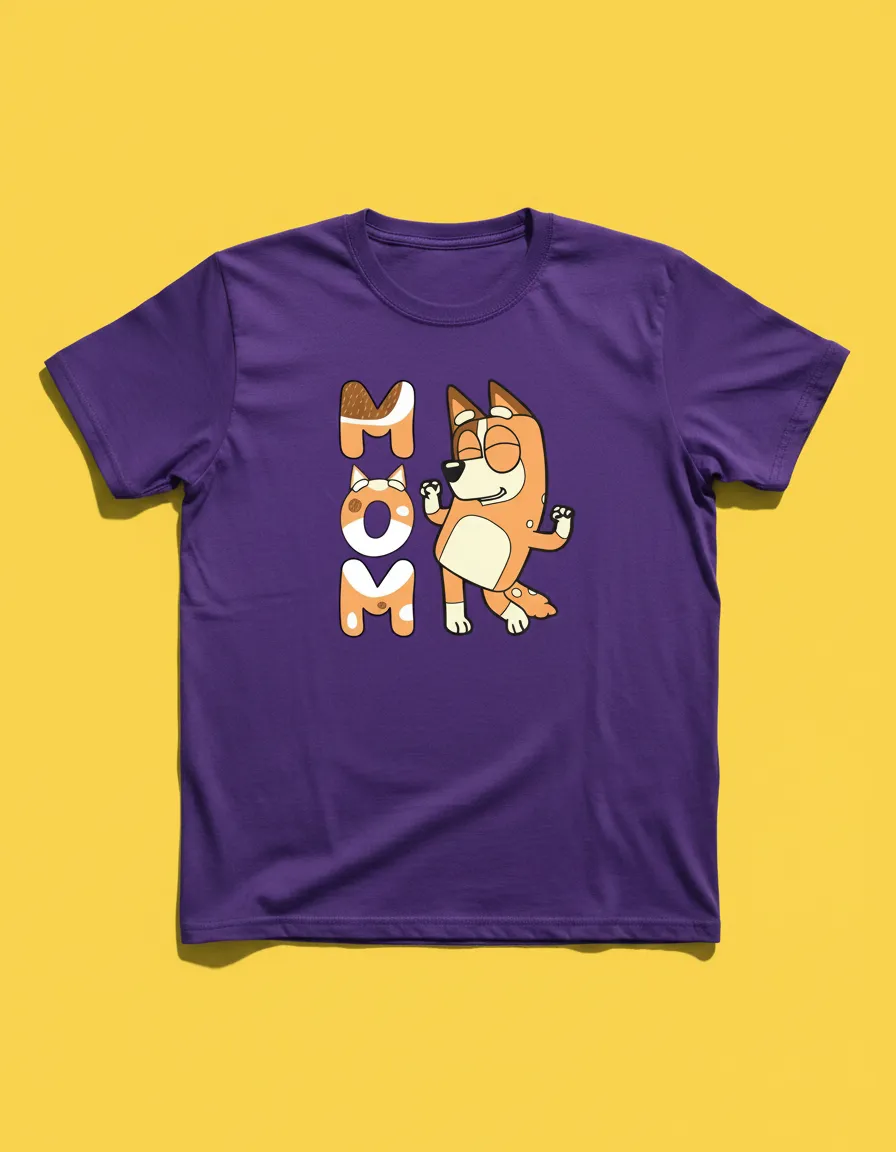 Camiseta Roxa Baby Look Bluey Mãe mlr