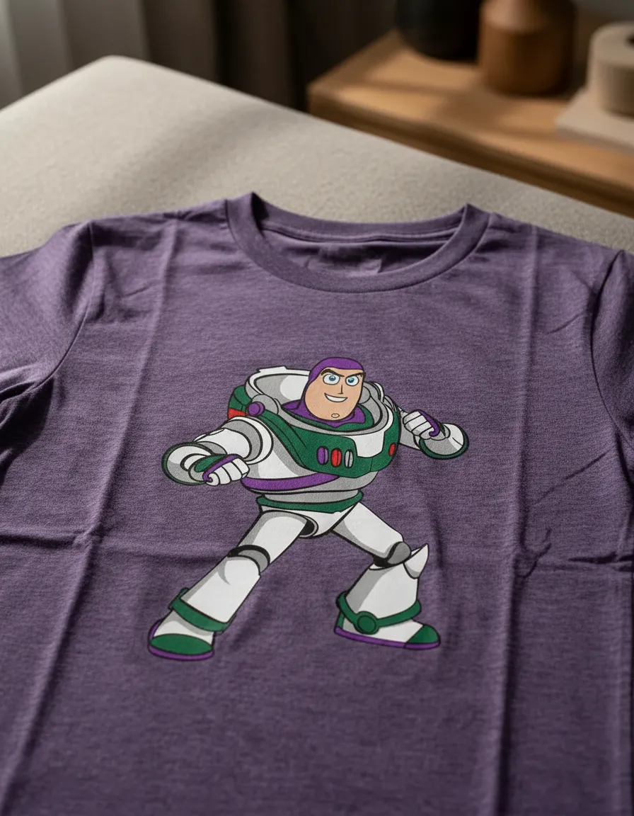 Camiseta Manga Curta Roxa Infantil Buzz Lightyear Toy Story mlc