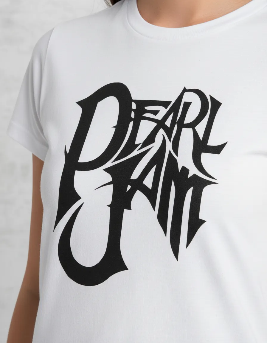 Camiseta Branca Baby Look Feminina Pearl Jam mlc