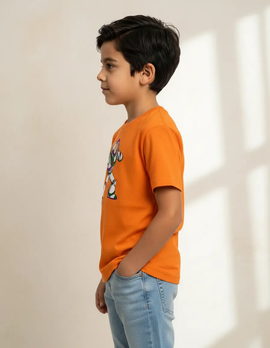Camiseta Manga Curta Laranja Infantil Buzz Toy Story mlr