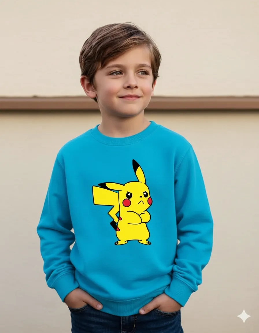 Moletom Flanelado Infantil Blue Com Estampa Do Pikachu mlc