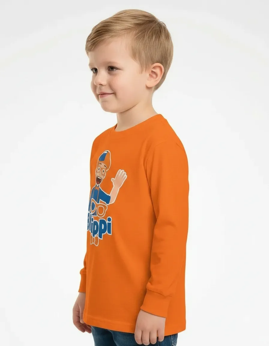 Camiseta Manga Comprida Infantil Unissex Laranja Blippi mlr