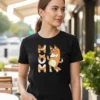 Camiseta Malha PV Manga Curta Baby Look Feminina Marrom Bluey Mãe Chilli spe