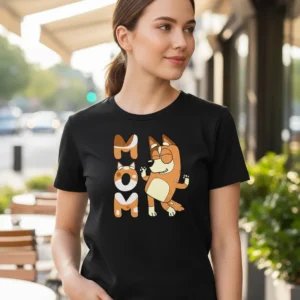 D_NQ_NP_2X_646473-MLA110715870133_042026-F-blusa-baby-look-manga-curta-feminina-rc-camisetas Camiseta Malha PV Manga Curta Baby Look Feminina Marrom Bluey Mãe Chilli mlr