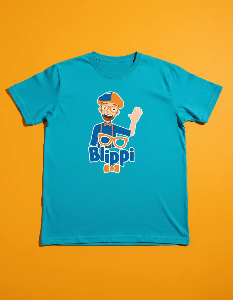 Camiseta Manga Curta Infantil Azul-turquesa Blippi Youtuber mlc