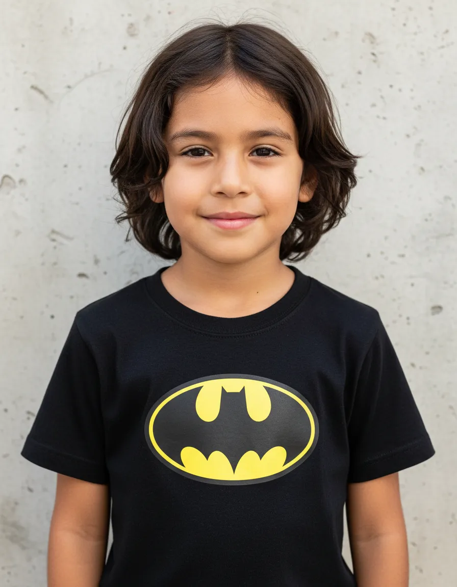 Camiseta Preta Infantil Unissex Batman mlc