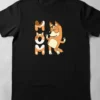 Camiseta Preta Manga Curta Baby Look Feminina Bluey Mãe Chilli mlr
