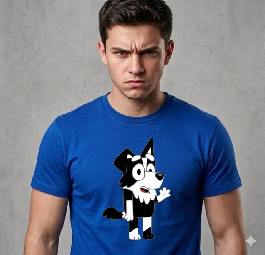 Camiseta Azul Manga Curta Adulto Unissex Mackenzie Bluey mlr