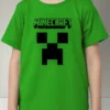 Camiseta Manga Curta Verde Infantil Unissex Minecraft Creeper