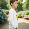 Camiseta Manga Longa Branca Infantil Pikachu