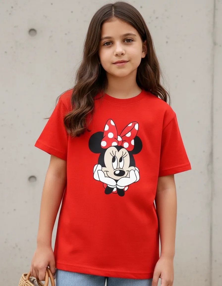 Camiseta Red Manga Curta Infantil Unissex Minnie Mouse mlr