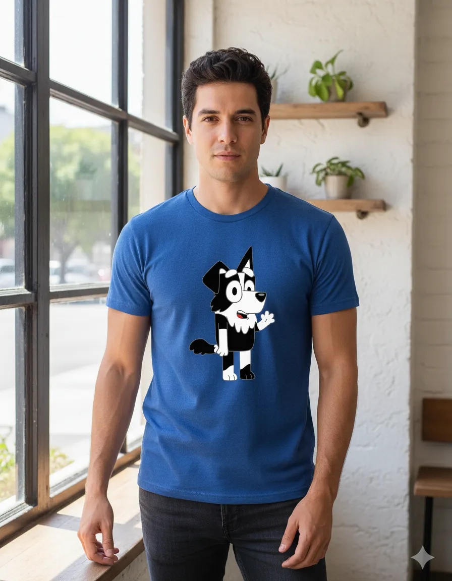 Camiseta Azul Manga Curta Adulto Unissex Mackenzie Bluey mlr