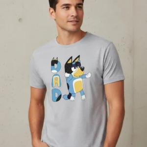 D_NQ_NP_2X_664949-MLB112468130253_052026-F-camiseta-masculina-rc-pai-bluey-bandit-tradicional Camiseta Manga Curta Cinza Adulto Unissex Bluey Bandit Pai Silk Screen Manual Premium mlr