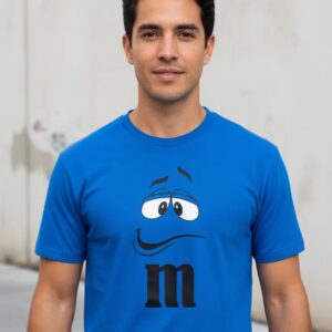 Camiseta Azul Adulto Masculino M&m Carinha mlc