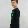 Camiseta Manga Comprida Longa Preta Infantil Unissex Minecraft Creeper Silk Screen Manual mlc