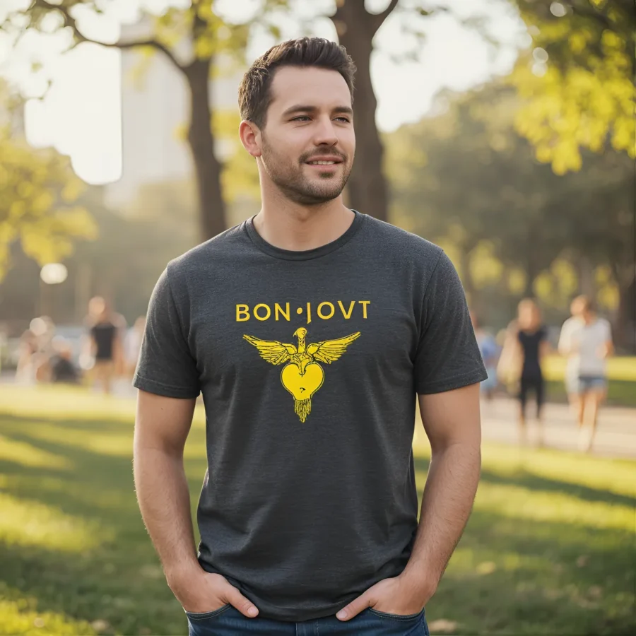 Camiseta Preta Adulto Unissex Bon Jovi mlr