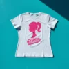 Camiseta Branca Logo Barbie ( Infantil ) mlc