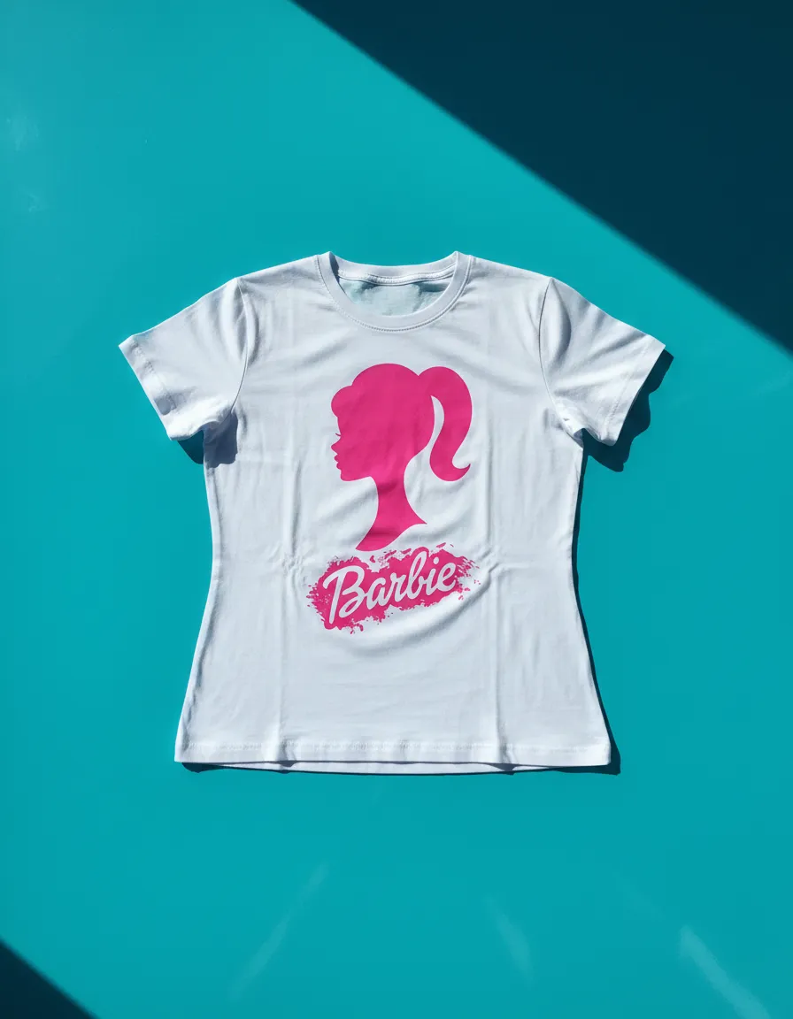 Camiseta Branca Logo Barbie ( Infantil ) mlc