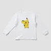 Camiseta Manga Longa Branca Infantil Pikachu