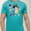 Camiseta Masculina Desenho Pai Bluey Bandit Tradicional Cor Azul-Turquesa mlc