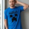 Camiseta Manga Curta Adulto Unissex Azul-royal Minecraft Creeper mlc