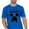 Camiseta Manga Curta Adulto Unissex Azul-royal Minecraft Creeper mlc