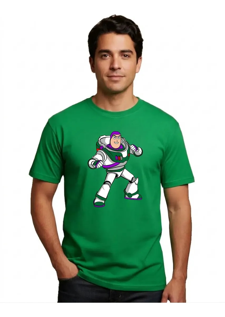 Camiseta Manga Curta Adulto Unissex Verde Buzz Toy Story mlc
