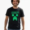 Camiseta Manga Curta Adulto Unissex Preta Minecraft Creeper mlr
