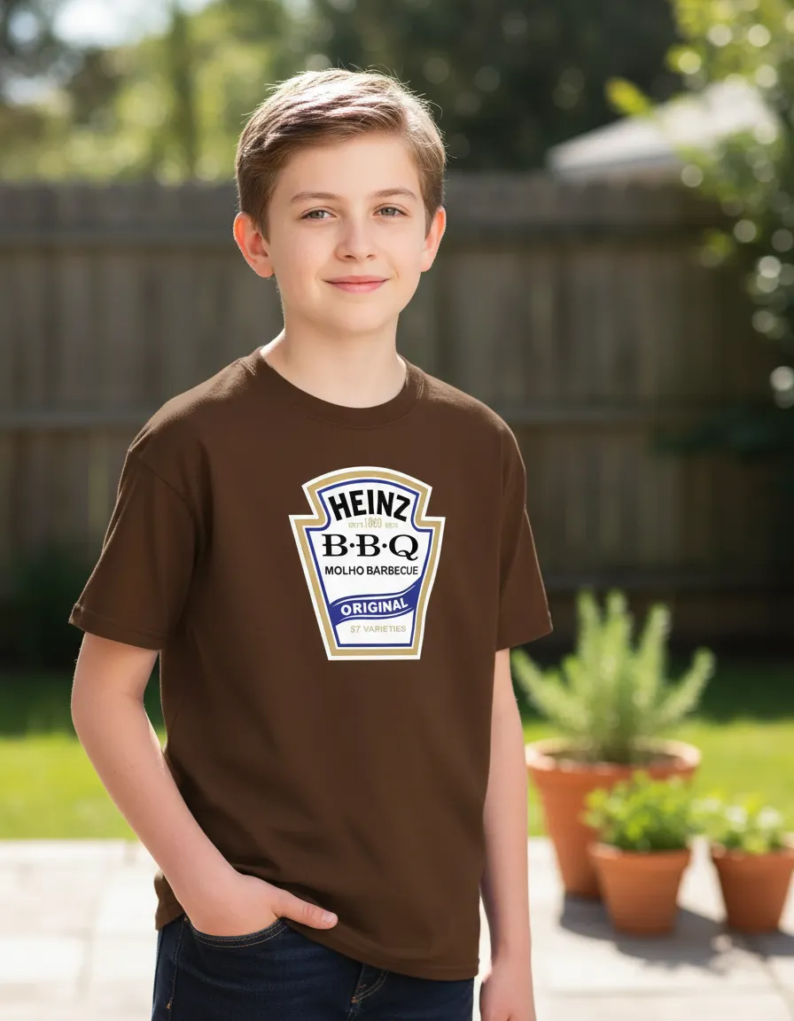 Camiseta Marrom Heinz Barbecue Infantil mlr