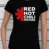 Camiseta Manga Curta Baby Look Preta Feminina Red Hot Chilli Peppers Silk Screen Manual Premium spe