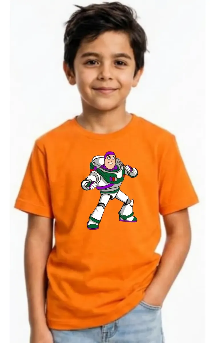 Camiseta Manga Curta Laranja Infantil Buzz Toy Story mlr