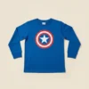 Camiseta Manga Longa Infantil Unissex Azul Capitão América mlc