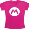 Camiseta Rosa Infantil Mário Bros Logo M mlc